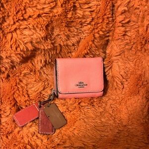 Coach Coral Leather Wallet with Tags